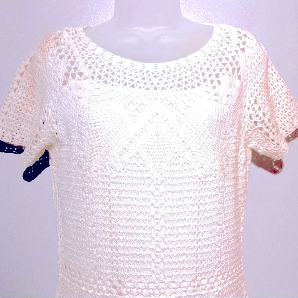Lauren by Ralph Lauren ivory lace short sleeve dress with slip. - Picture 3 of 6